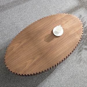 Tavolino da Caffè Moderno Artigianale a Forma di Tamburo da 43,7 Pollici per Soggiorno, Robusto Tavolino Ovale in Materiale PE - Product Image 5