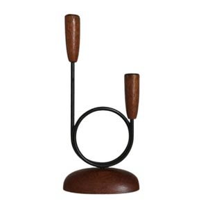 Support à bougies double en fer, style élégant, finition thermolaquée, pour décoration, centre de table pour la salle à manger - Product Image 1