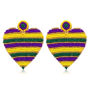 Pendientes de Letras con Cuentas para Mardi Gras, Pendientes Colgantes de Moda con Pedrería, Tema de Color Clásico, para Mujer - Product Image 4