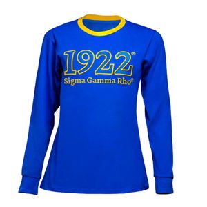 SGRHO เสื้อแขนยาวแบบกำหนดเองซิกมาแกมมาโรเสื้อยืดตัวอักษรกรีกผู้หญิงลำลองคอกลมเครื่องแต่งกายสตรีนักศึกษาเสื้อยืดผ้าฝ้ายแฟชั่น - Product Image 1