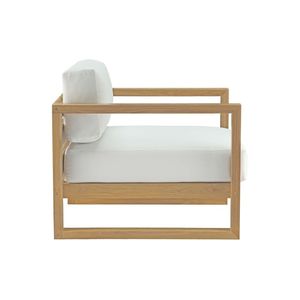 Sillón de Exterior Minimalista de Madera Daro con Cojín Blanco, Sofá de Jardín de Una Plaza, Muebles de Patio Duraderos - Product Image 2
