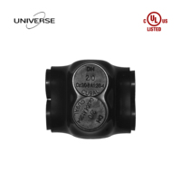   Connecteur de câblage isolé noir à 2 ports, raccord mécanique à double entrée pour fils en cuivre et aluminium de 2/0 à 6 AWG, pour l'Amérique du Nord