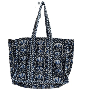 Elegante bohemio señora acolchado algodón bolso de mano grande estampado a mano Reversible ecológico uso diario compras Jhola dos Abiertos - Product Image 1