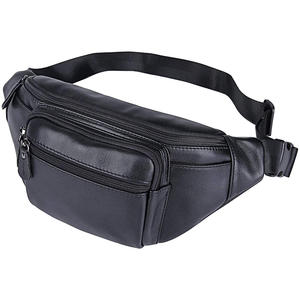 Unisex Black Microfiber Waist Bag With Zipper Closure For Daily Use - Product Image 1