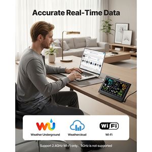 Stazione Meteo Wi-Fi 7-in-1 a Energia Solare con Display VA da 7,5 Pollici, Sensore Wireless per Interni ed Esterni, Monitor Ambientale Domestico - Product Image 5