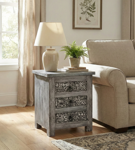 ตู้ไม้สไตล์วินเทจทำมือรักษ์โลก ประหยัดพื้นที่ 3 ลิ้นชัก สำหรับห้องนอนและห้องนั่งเล่น - Product Image 2