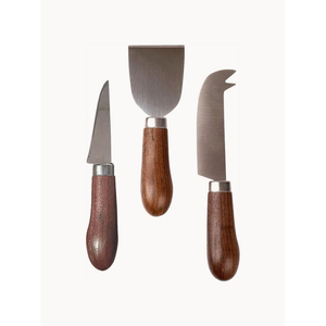 Ensemble de 3/4 couteaux à fromage élégants en acier inoxydable avec manche en bois d'acacia pour plateau de charcuterie - Product Image 3