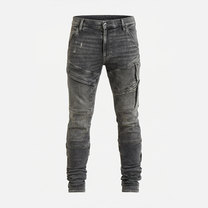 Jeans de Mezclilla Cargo para Hombre, Corte Slim Fit, Lavado Desgastado, Algodón de Peso Medio, Estilo Utilitario, para Otoño - Product Image 5