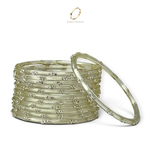 Bracelets en verre goutte de pluie de style cachemire, plaqués or, avec perles de cristal blanc ivoire, tendance, pour femmes, bijoux de mariage et de fête - Product Image 2
