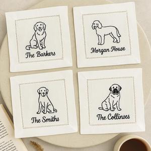 Posavasos Cuadrados de Lino 100% Personalizados con Monograma, Servilletas para Bebidas Bordadas con Dobladillo, Reutilizables, Estilo Japonés, para Fiestas de Cócteles - Product Image 6