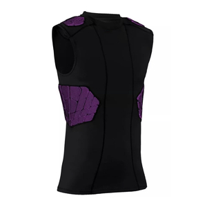 <b>Men's</b> Sleeveless Padded <b>Vest</b> Black Moisture Wicking Fitted Mesh Football Chest Protection Adult All Seasons - Product Image 5