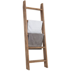 MyGift Customer Favorite Dark Brown Wood Leaning <b>Ladder</b> <b>Towel</b> <b>Rack</b> & Quilt Display Stand - Product Image 1
