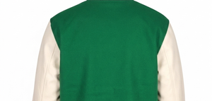 Men's Green Varsity Jacket With Cream Sleeves And Orange Trim Regular Fit Casual Wear Autumn Season - Product Image 6