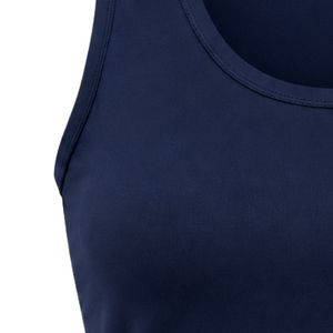 <b>Women's</b> <b>Navy</b> Blue Gym Tank <b>Top</b> with JJ Logo Embroidery Sleeveless Crew Neck Sports Training Shirt for <b>Women</b> Fitness Apparel - Product Image 3