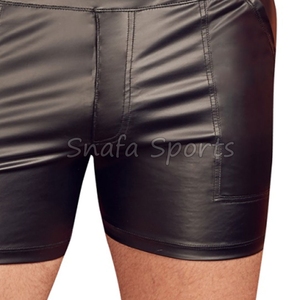 กางเกงขาสั้นหนังสำหรับผู้ชายกางเกงขาสั้นหนังดีไซน์แฟชั่นล่าสุดโลโก้ออกแบบได้ตามต้องการ - Product Image 6