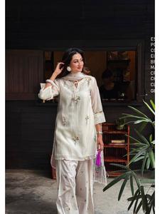 Conjunto de Moda Mul Chanderi con Top, Palazzo Farshi y Dupatta para Mujer, Inspirado en Kurti de Diseñador, Traje de Fiesta para Boda - Product Image 1