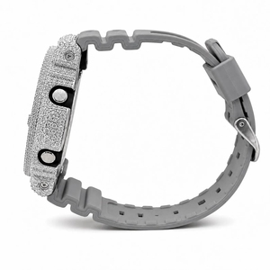 Luxury Iced Out VVS Moissanite Diamond <b>Watch</b> Orange Gradient Dial Silver Case <b>Black</b> Rubber Strap Analog Digital <b>Watch</b> - Product Image 4