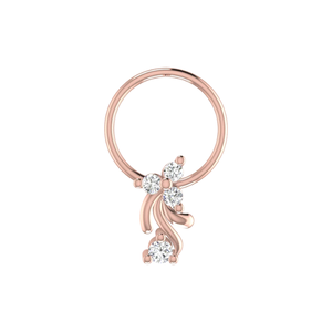 AJRETAIL Bijou de piercing en or 14 carats, design en cascade de fleurs avec diamant naturel de 0,06 ct, pince-nez - Product Image 2