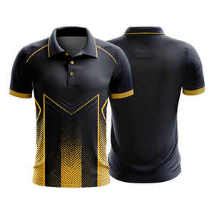 เสื้อยืดแขนสั้นทรงปกติ สีดำทอง ลายเรขาคณิต พิมพ์ลายแบบ Sublimation  สำหรับทุกเพศ  ปรับแต่งตำแหน่งโลโก้ได้ เหมาะสำหรับเล่นกีฬา - Product Image 1