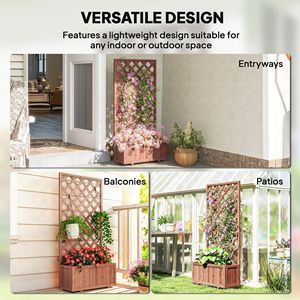 59\" Outdoor Wooden Raised Garden Bed with Trellis <b>Planter</b> <b>Box</b> for Climbing Vine Plants Flower Pots & <b>Planters</b> Drainage Holes - Product Image 6