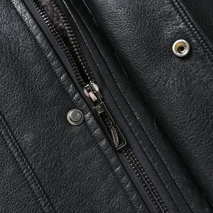 Chaqueta de camionero clásica para hombre, color mostaza, Gris Carbón, piel de oveja genuina, Cuello de camisa, informal, suave, de cuero ligero - Product Image 3