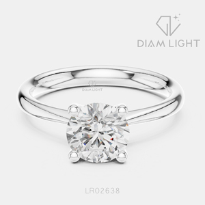 Bague de fiançailles solitaire ronde 1,10 carat, bijoux fins, certifiée IGI, or blanc 14 carats, diamant de laboratoire, bague d'anniversaire - Product Image 1