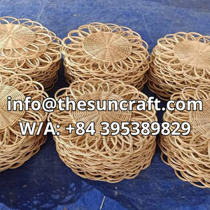 Dark Walnut Rattan <b>Placemat</b> Hand-Woven Round Table Decoration for Formal Dining Sophisticated Dark Fiber - Product Image 3