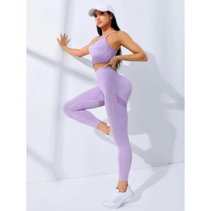 Conjunto Deportivo de Yoga para Mujer, Talla Grande, Impermeable, Sin Costuras, de un Solo Hombro, con Sujetador Deportivo y Leggings de Cintura Alta, 2 Piezas, para Entrenamiento y Fitness - Product Image 1