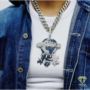 Custom <b>World</b> <b>Globe</b> Moissanite Diamond Pendant 925 Sterling Silver Iced Out Hip Hop Statement Necklace Jewelry - Product Image 1