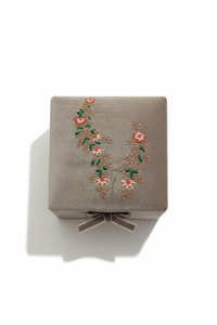 Square Velvet Jewelry <b>Box</b> With Floral Embroidery Elegant Style For <b>Jewellery</b> Storage - Product Image 2