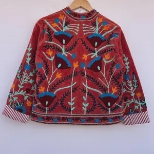 Elegant Handmade Suzani Velvet Jacket Embroidered Bohemian Ethnic <b>Coat</b> Festival Party Designer Outerwear - Product Image 3