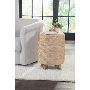 Juego de mesa de centro y mesa auxiliar de madera maciza y yute de diseño bohemio, colección de herramientas de torneado artesanales - Product Image 3