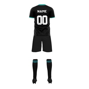 Men's Soccer Jersey Set Black Teal Striped Sublimated Short Sleeve Moisture Wicking <b>Athletic</b> Wear All Seasons - Product Image 2