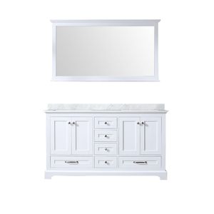 60 Pollici Mobile bagno doppio bianco con lavabo da 22 pollici Piano in marmo di Carrara e 58 pollici. Mobili da Bagno con Specchio - Product Image 1
