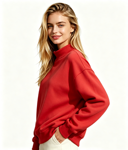 Oversized Relax Fit <b>Women</b> Mock Neck Sweatshirt Casual Daily Casual <b>Tops</b> - Product Image 3
