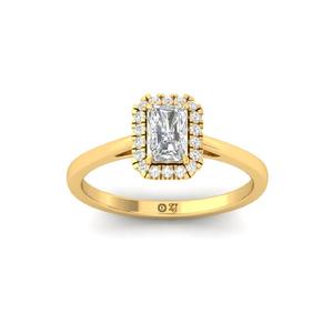 Anillo Solitario con Diamante Cultivado en Laboratorio, Corte Radiante y Redondo, en Oro de 10K Chapado en Oro de Lujo para Mujer - Product Image 1