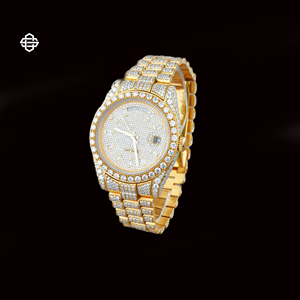 Montre de luxe pour homme à quartz en alliage d'acier inoxydable, cadran bleu analogique, lunette sertie de diamants Moissanite, verre givré, chronographe 41 mm, tendance - Product Image 2