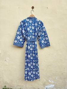 Bata de Kimono con Estampado Digital de Dibujos Animados para Mujer, 100% Algodón Tejido, Suave y Transpirable, Camisón de Verano Hecho a Mano, Cuello en V, Cintura Elástica, ODM - Product Image 2