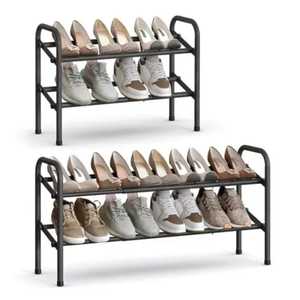 Three Tier Metal and Wood Shoe Rack Storage Organizer Modern Shoe Shelf Space Saving Shoe Stand for Entryway Bedroom Living Room - Product Image 5