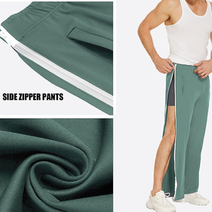 Mens Track Pants With Side Zipper Elastic Waist Lightweight Breathable Training <b>Joggers</b> Sports Gym Casual Trousers Daily Comfort - Product Image 3