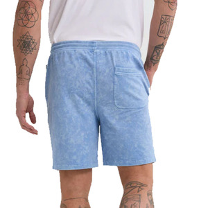 Shorts en toile personnalisés pour hommes, respirants, taille mi-haute élastique, logo vieilli, délavés à l'acide, entrejambe de 5 pouces, style décontracté urbain, très tendance - Product Image 6