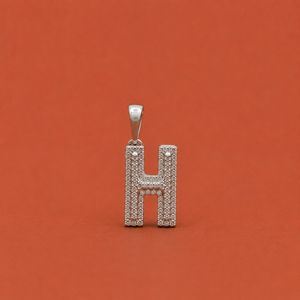Collar con Colgante de Letra H en Plata 925, Elegante, con Moissanita, Bañado en Rodio, Bonito Regalo para Fiestas - Product Image 1
