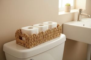 Wholesale Handwoven Water Hyacinth Storage <b>Basket</b> with Handles Decorative Woven Organizer <b>Tray</b> for Kitchen Bathroom & Home - Product Image 5