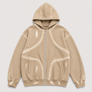 Custom Printed Full <b>Zip</b> Hoodie Men's Cotton Fleece Sweatshirt <b>Hooded</b> Regular Fit Autumn Wear - Product Image 3