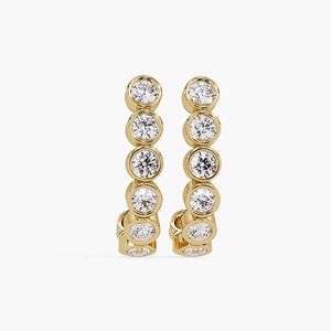 Modern Round Lab Diamond Bezel Drop Huggie <b>Earrings</b> 0.80CT 14K Gold Minimalist Everyday Diamond <b>Hoop</b> <b>Earrings</b> Women - Product Image 2