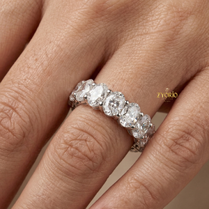 Anillo de Eternidad de Diamantes Cultivados en Laboratorio con Corte Ovalado de Lujo, Oro Blanco de 14K/18K, Anillo Completo para Boda o Aniversario, Joyería Fina para Mujer - Product Image 3