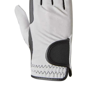 Gants de golf de haute qualité en cuir véritable, paume antidérapante, gants de sport unisexes, fermeture à enfiler, gris et blanc - Product Image 6