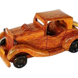 Voiture en bois vintage antique faite à la main, jouet éducatif Montessori, jouets sains pour enfants de 2 à 4 ans, fabriqué au Vietnam - Product Image 1