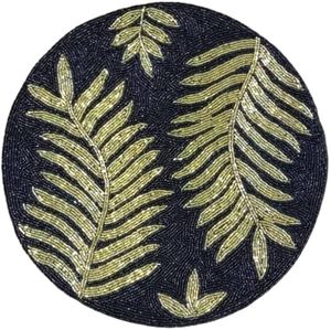 Beautiful Gold White Irregular Bohemian Beaded Durable Handmade Fabric Table <b>Mat</b> Craft India Overseas 400mm Diameter 3mm - Product Image 5