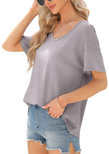 T-shirt ample à col en V pour femme, vêtement de sport islamique modeste et de haute qualité, idéal pour l'été, 100 % coton - Product Image 6